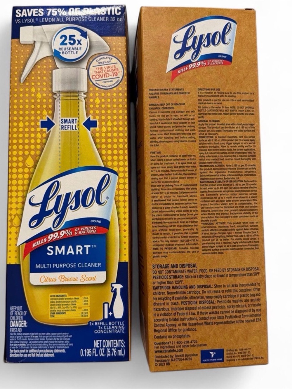 Lysol Smart Multi Purpose Cleaner Citrus Breeze Starter Kit Spray Bottle Refill